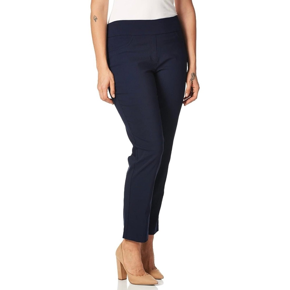 Ruby‎ Rd. Women's Pull-on Solar Millennium Tech Super Stretch Pant NAVY BLUE - Picture 2 of 9